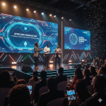 African startup founders pitching at a global tech event